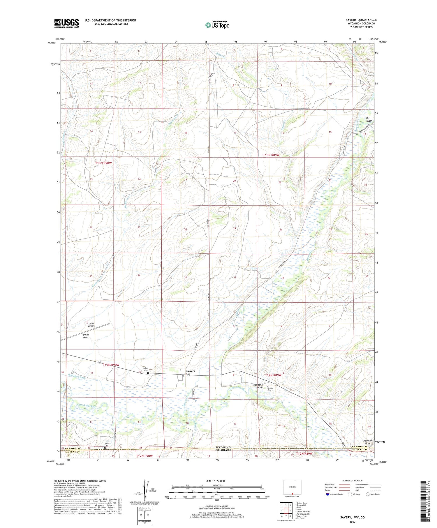 Savery Wyoming US Topo Map Image