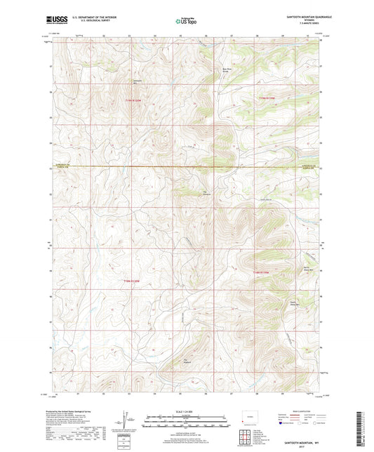 Sawtooth Mountain Wyoming US Topo Map Image