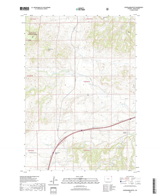 Schoolmarm Butte Wyoming US Topo Map Image