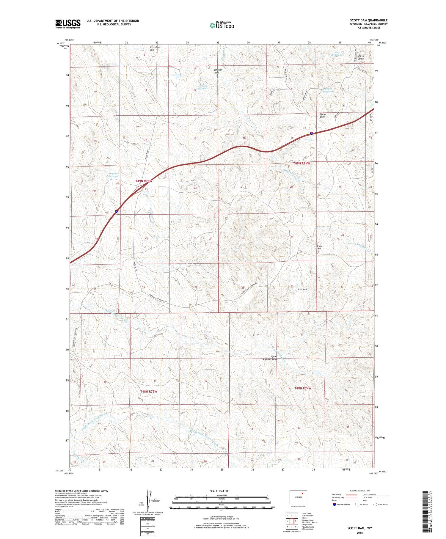 Scott Dam Wyoming US Topo Map Image