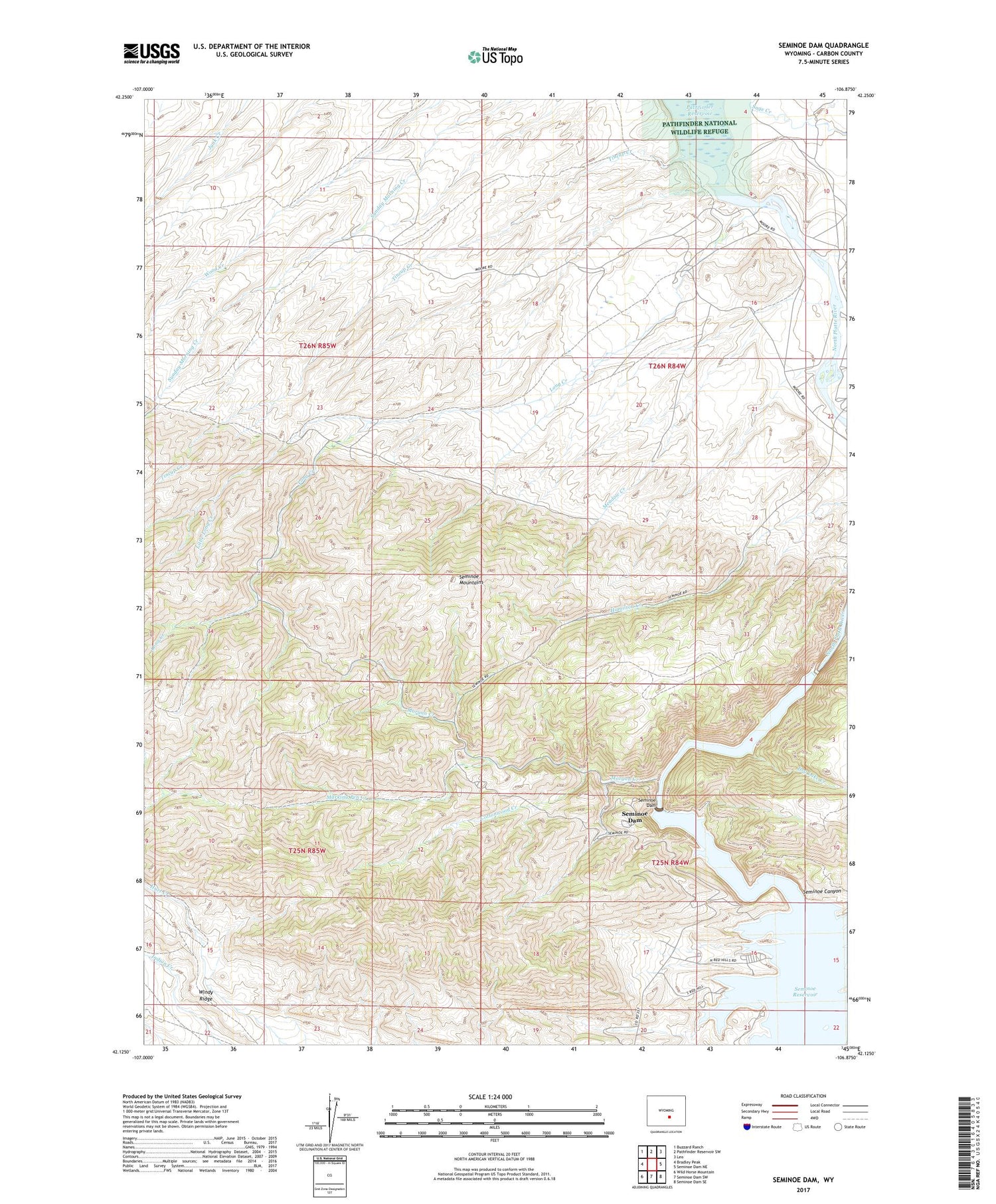 Seminoe Dam Wyoming US Topo Map Image