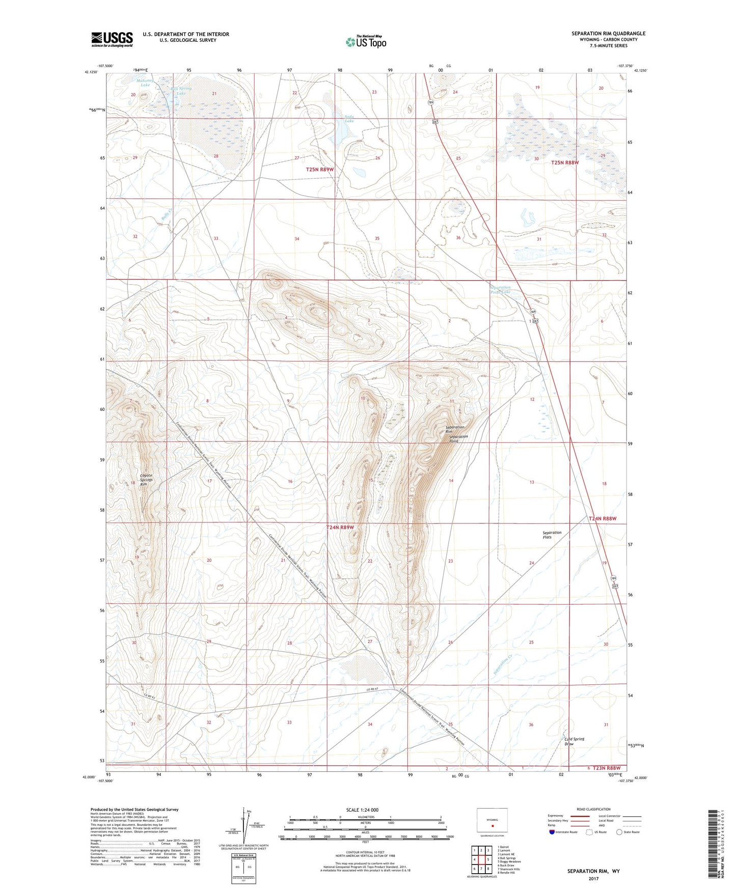 Separation Rim Wyoming US Topo Map Image