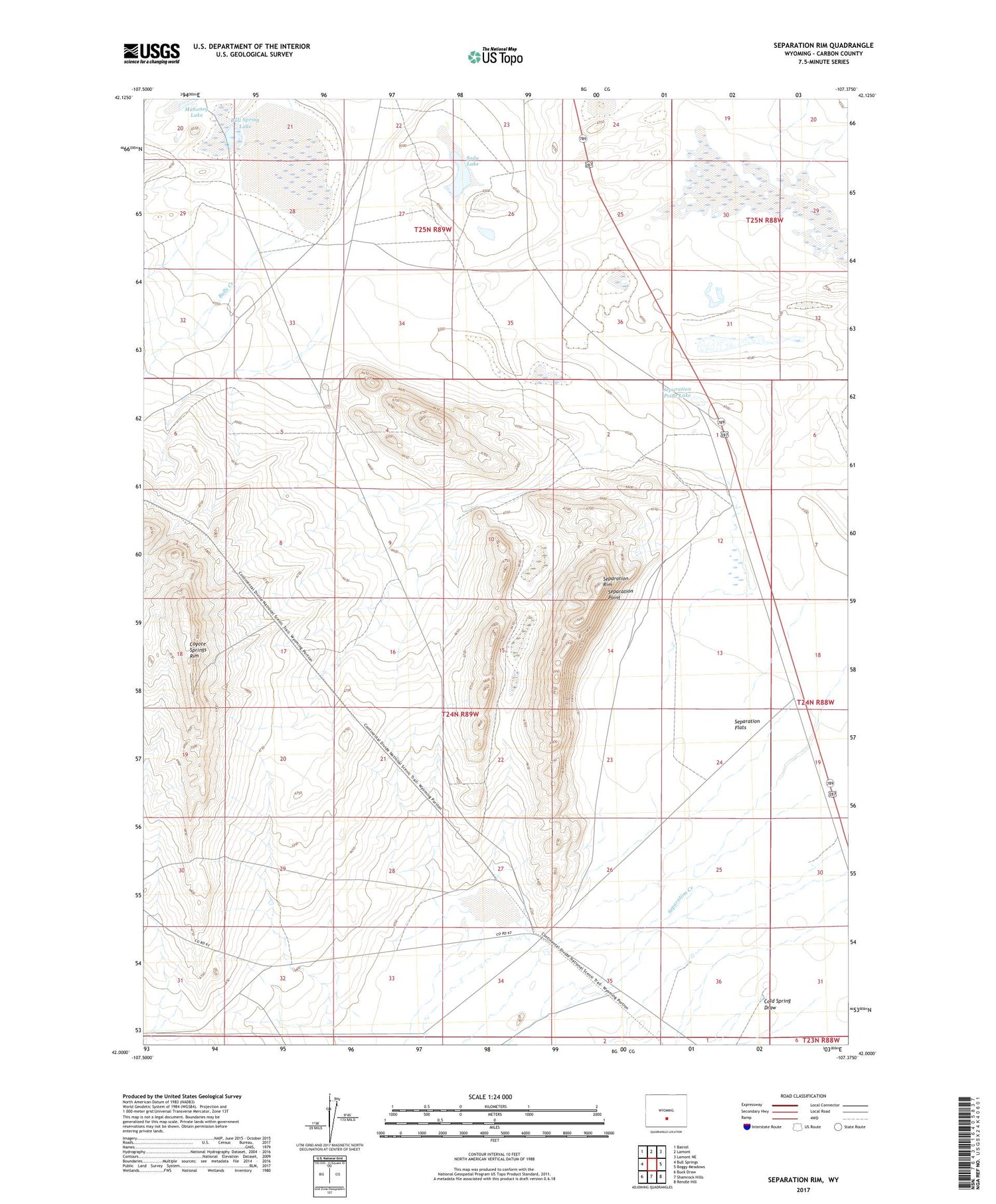 Separation Rim Wyoming US Topo Map Image