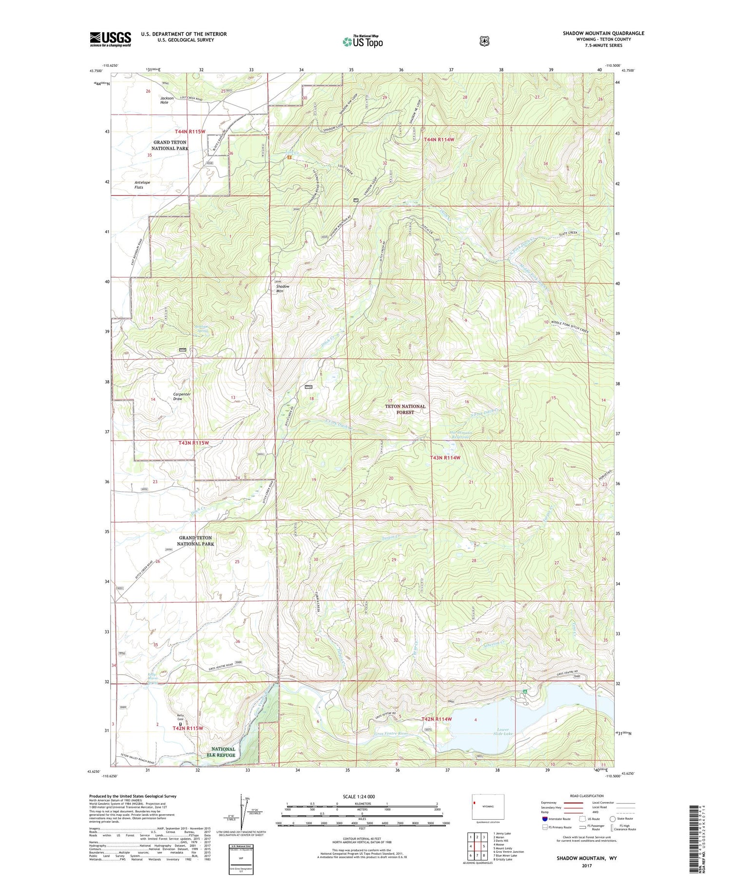 Shadow Mountain Wyoming US Topo Map Image