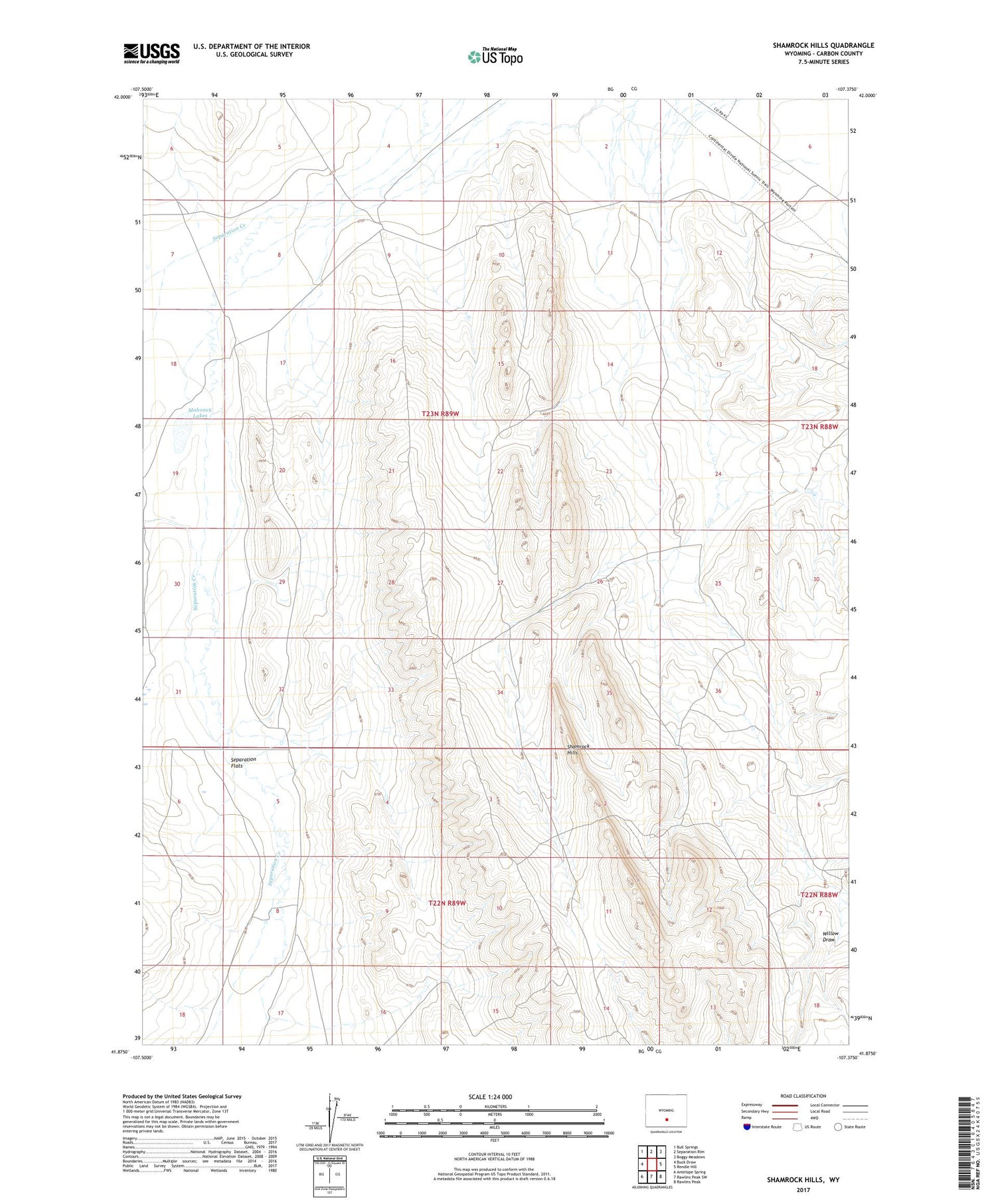 Shamrock Hills Wyoming US Topo Map Image