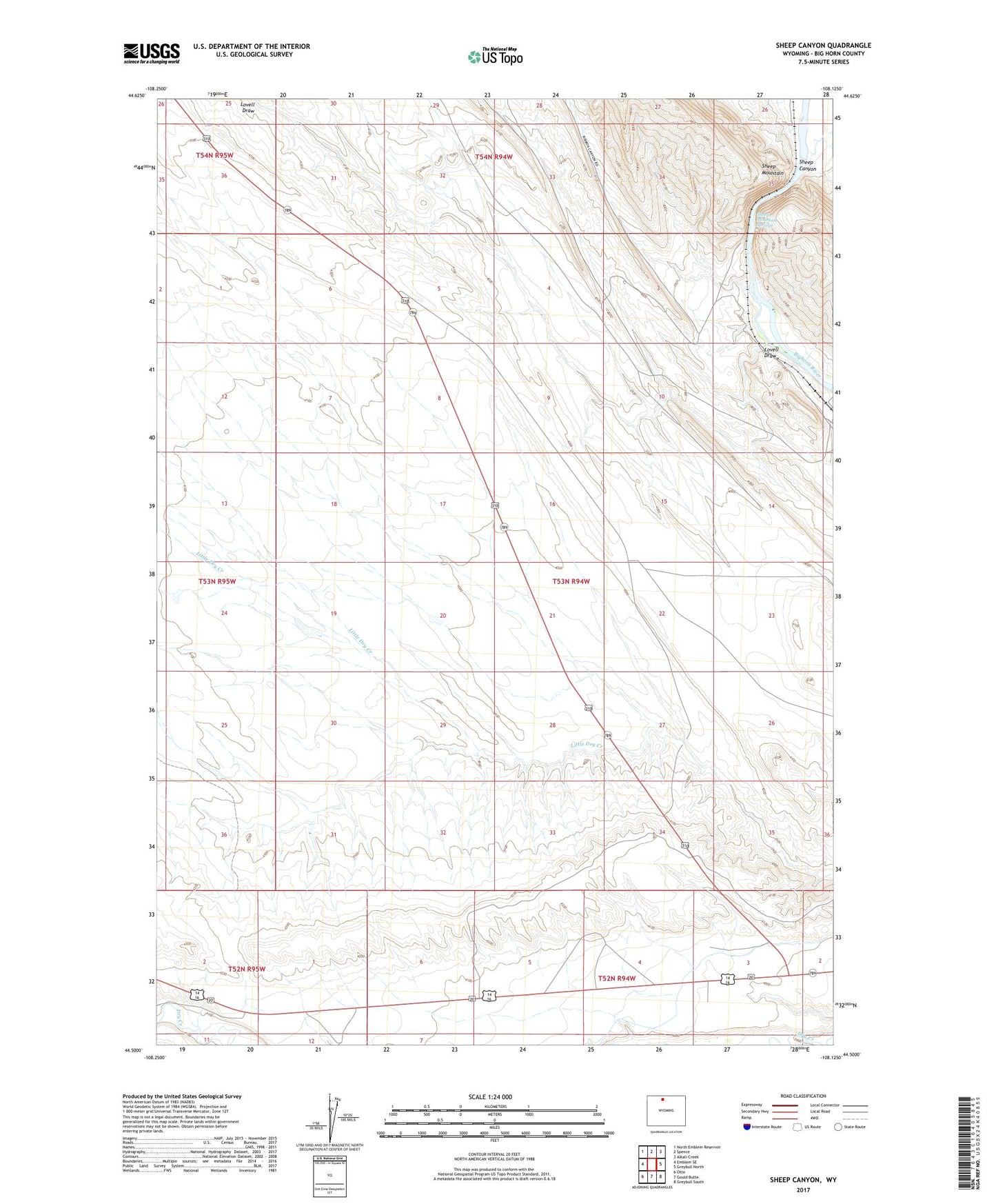 Sheep Canyon Wyoming US Topo Map Image