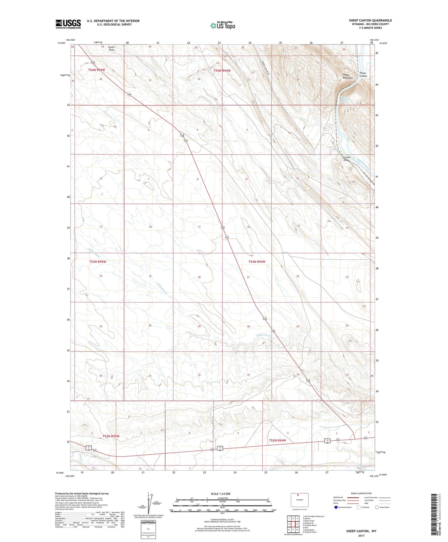 Sheep Canyon Wyoming US Topo Map Image