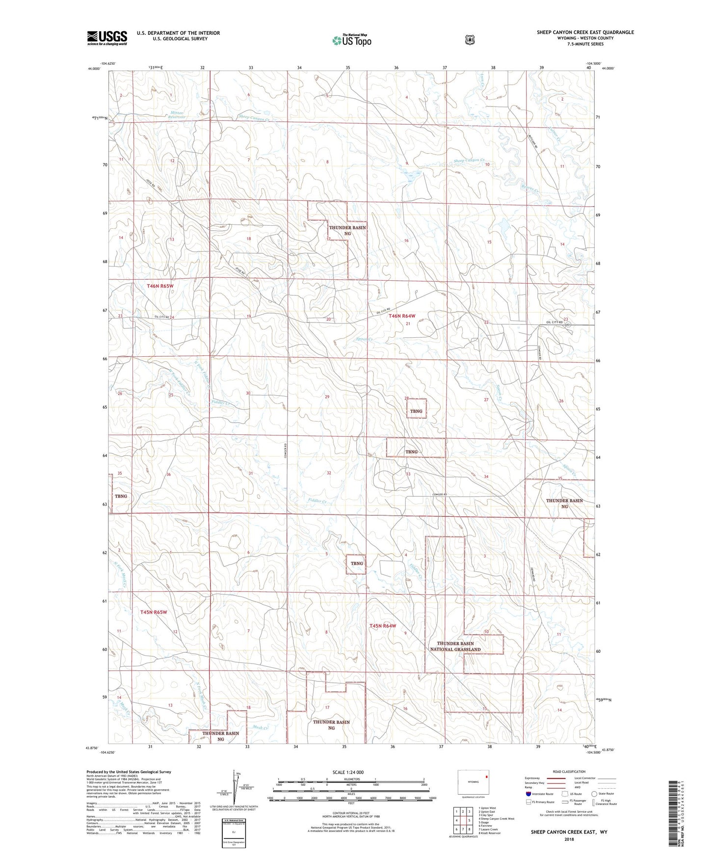 Sheep Canyon Creek East Wyoming US Topo Map Image