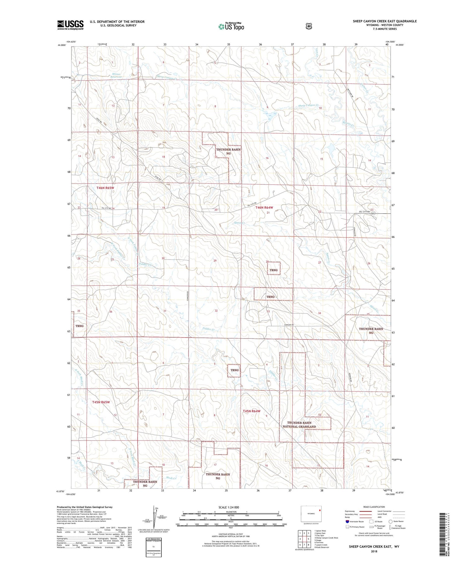 Sheep Canyon Creek East Wyoming US Topo Map Image