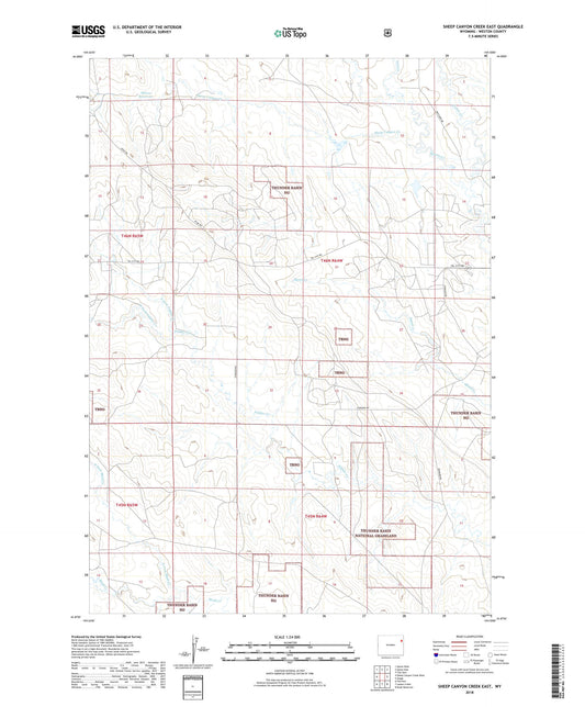 Sheep Canyon Creek East Wyoming US Topo Map Image