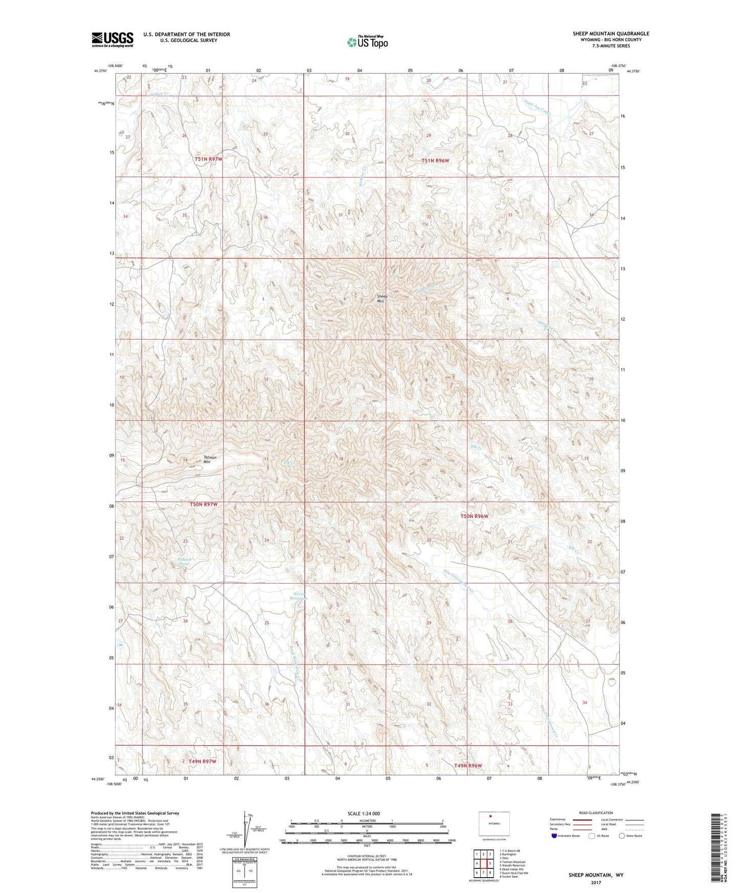 Sheep Mountain Wyoming US Topo Map Image
