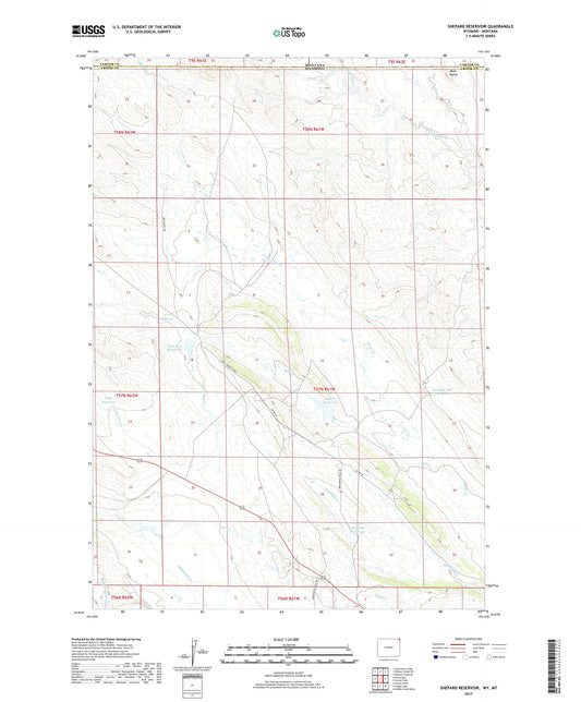Shepard Reservoir Wyoming US Topo Map Image