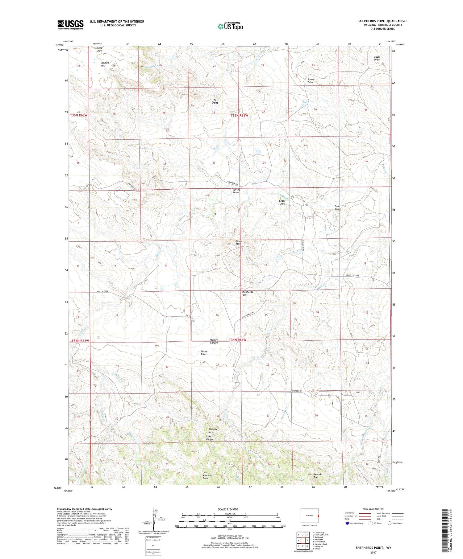 Shepherds Point Wyoming US Topo Map Image