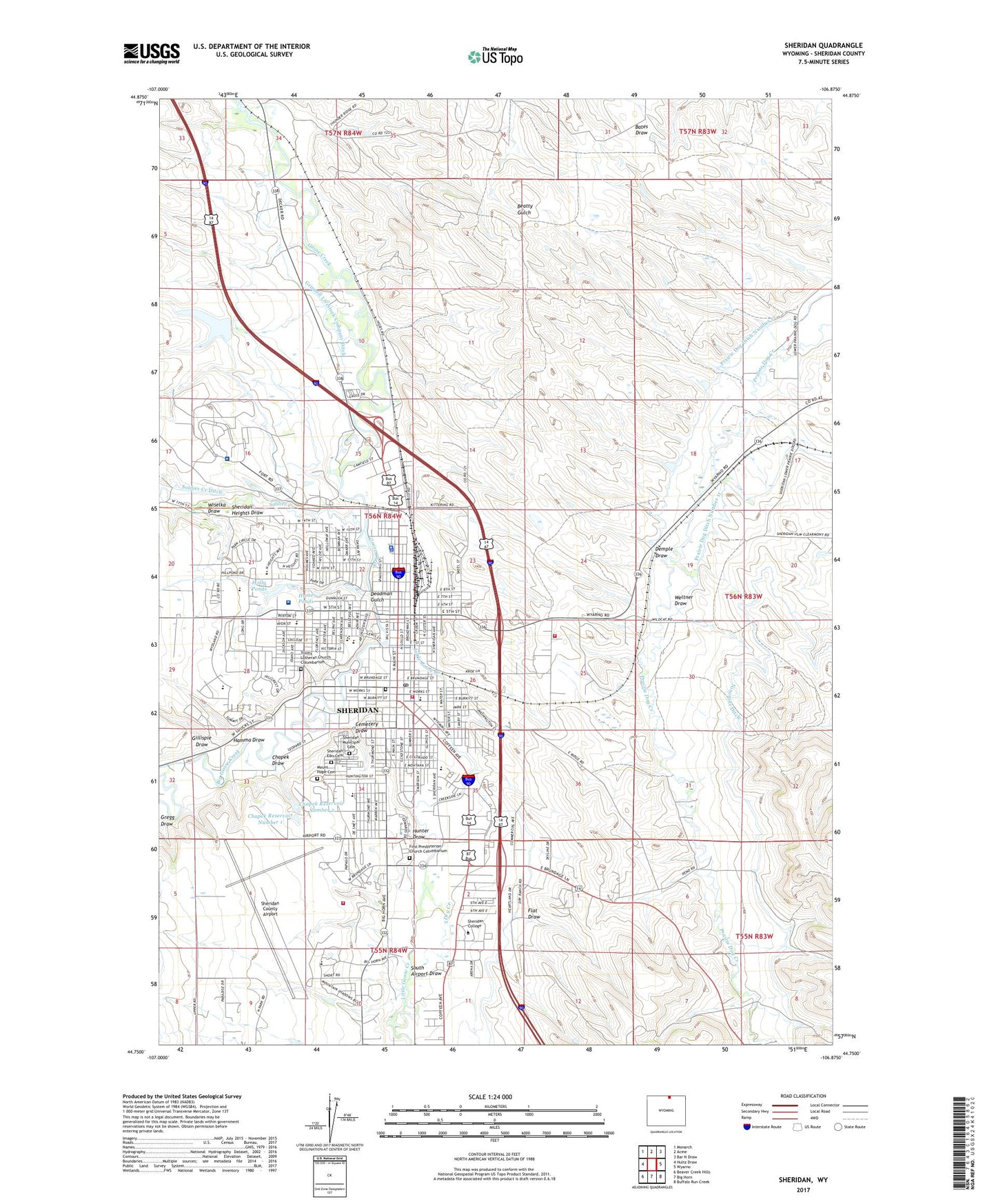 Sheridan Wyoming US Topo Map Image