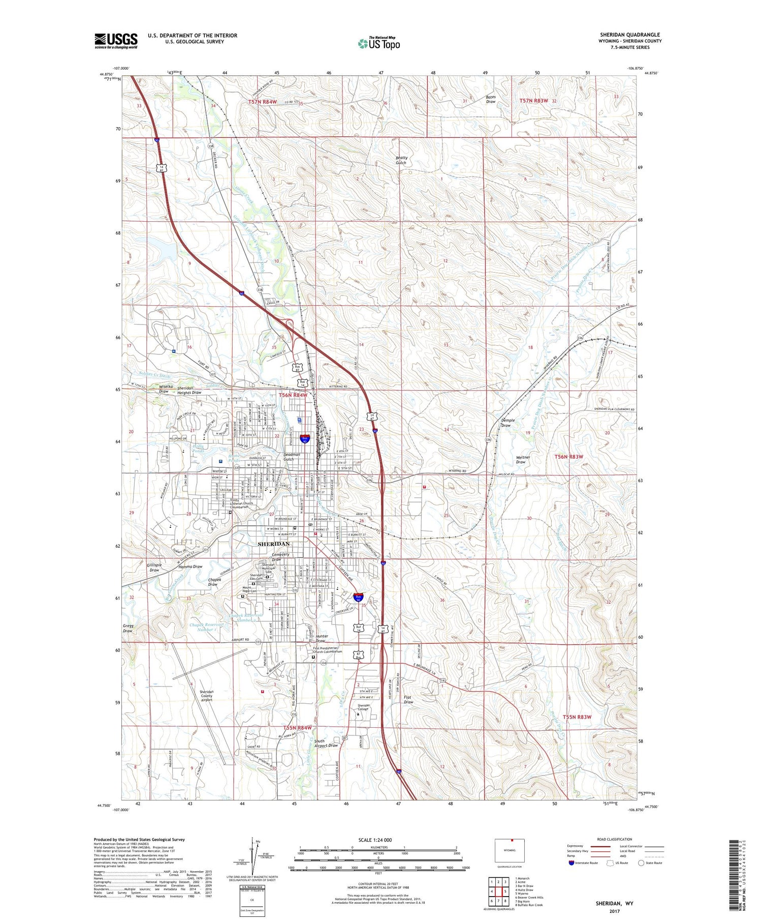 Sheridan Wyoming US Topo Map Image