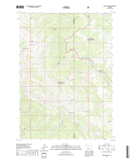 Sheridan Pass Wyoming US Topo Map Image