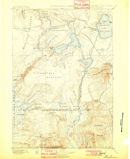 Historic 1901 Shoshone Wyoming 30'x30' Topo Map Image