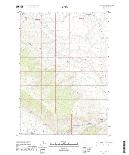 Shoshone Canyon Wyoming US Topo Map Image