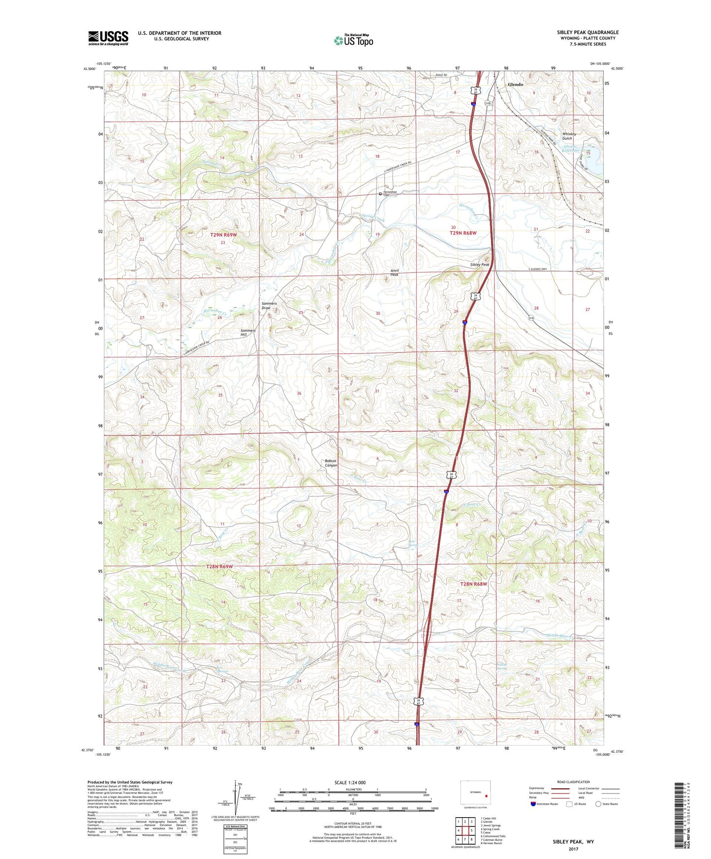 Sibley Peak Wyoming US Topo Map Image