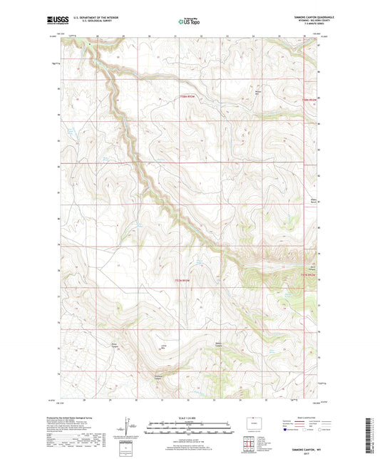 Simmons Canyon Wyoming US Topo Map Image