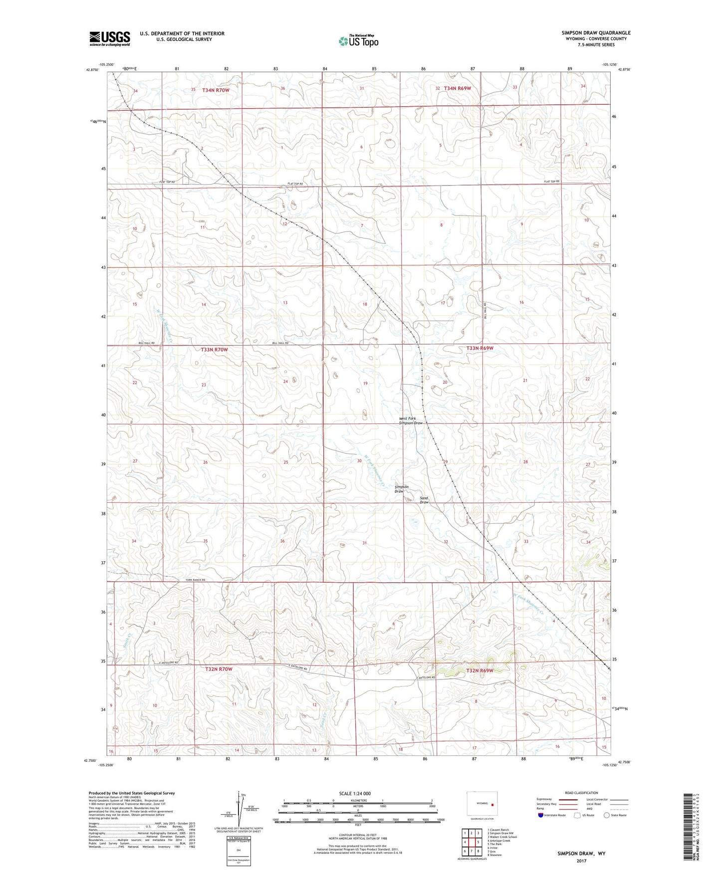 Simpson Draw Wyoming US Topo Map Image