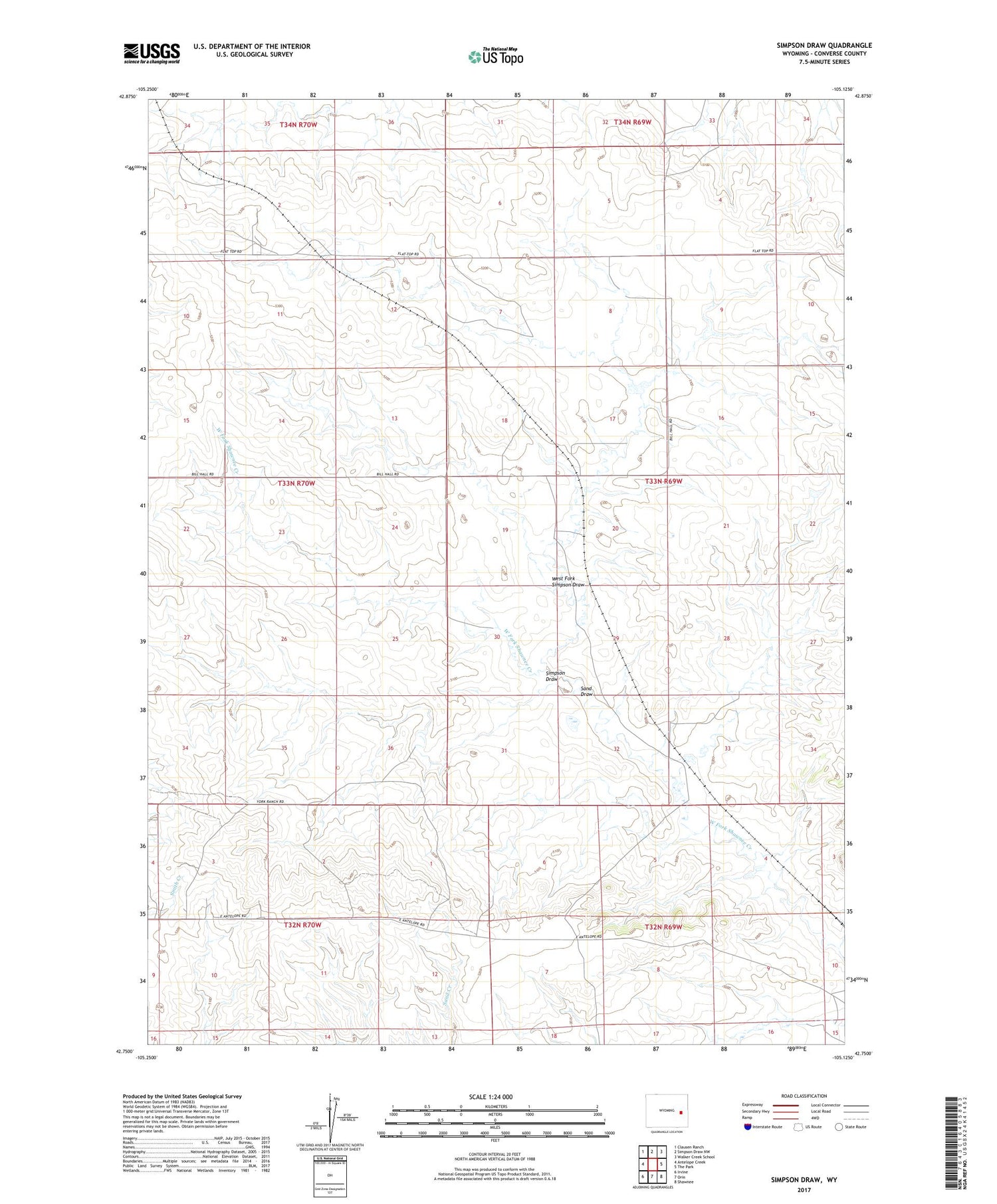 Simpson Draw Wyoming US Topo Map Image
