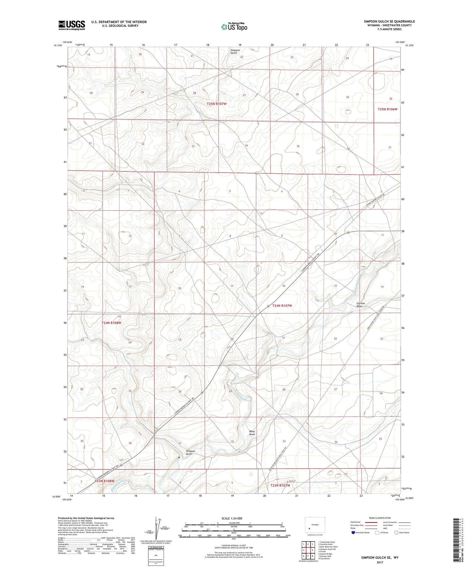 Simpson Gulch SE Wyoming US Topo Map Image