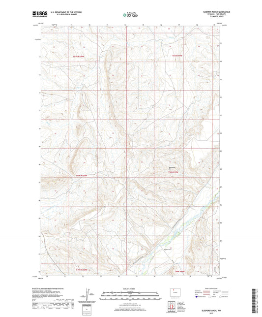 Sleepers Ranch Wyoming US Topo Map Image