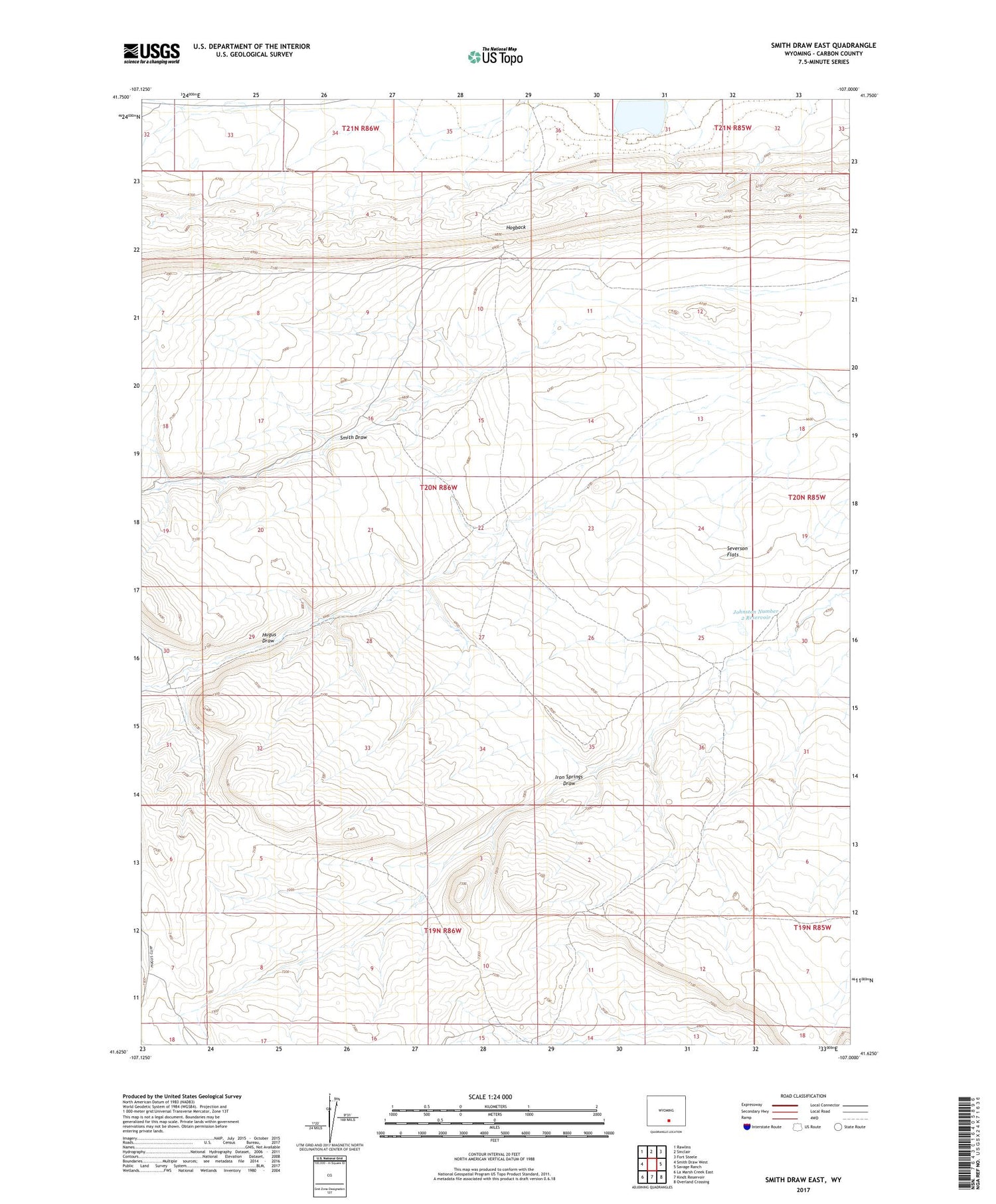 Smith Draw East Wyoming US Topo Map Image