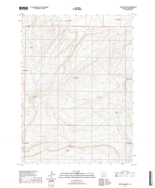 Smith Draw West Wyoming US Topo Map Image