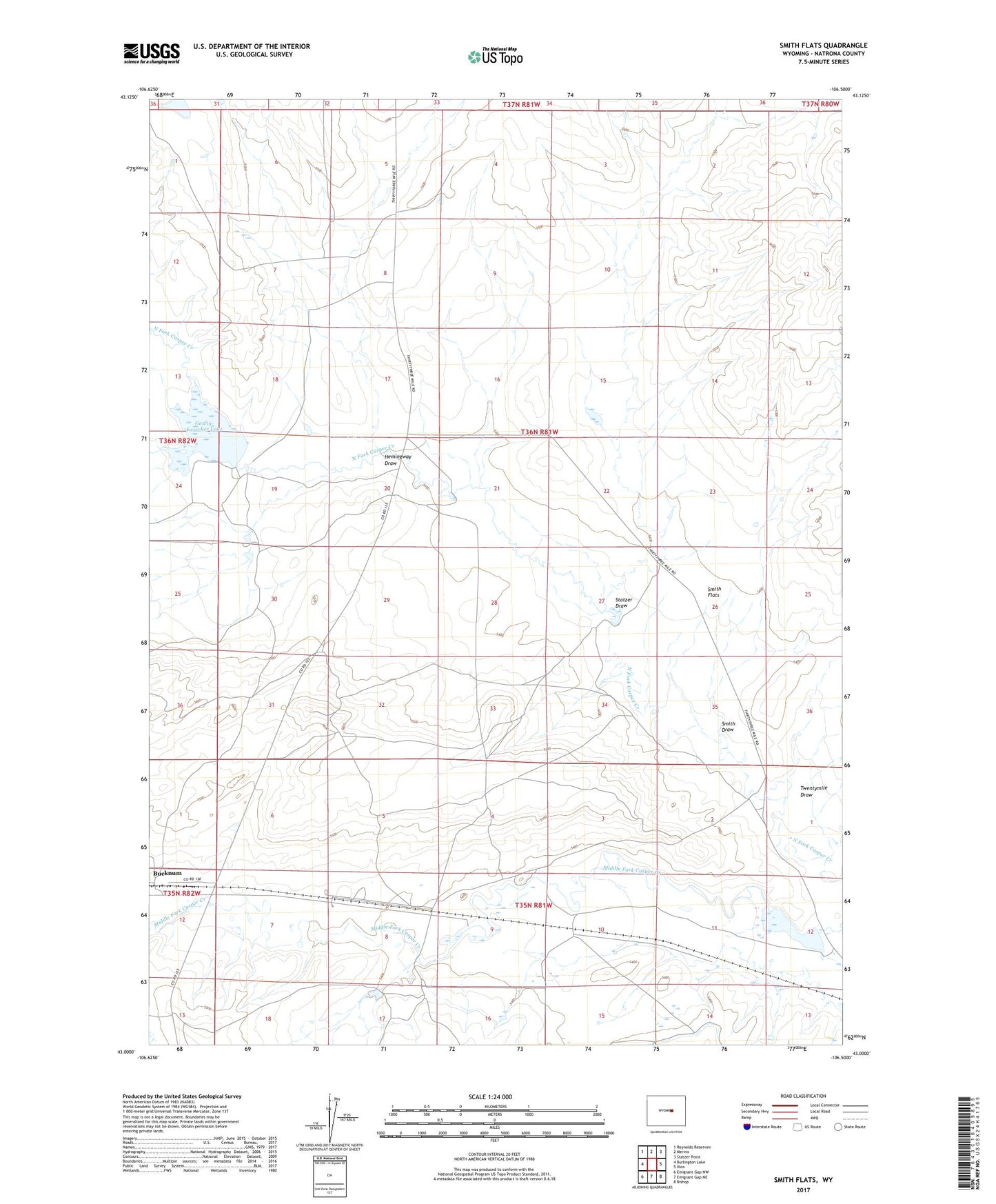 Smith Flats Wyoming US Topo Map Image