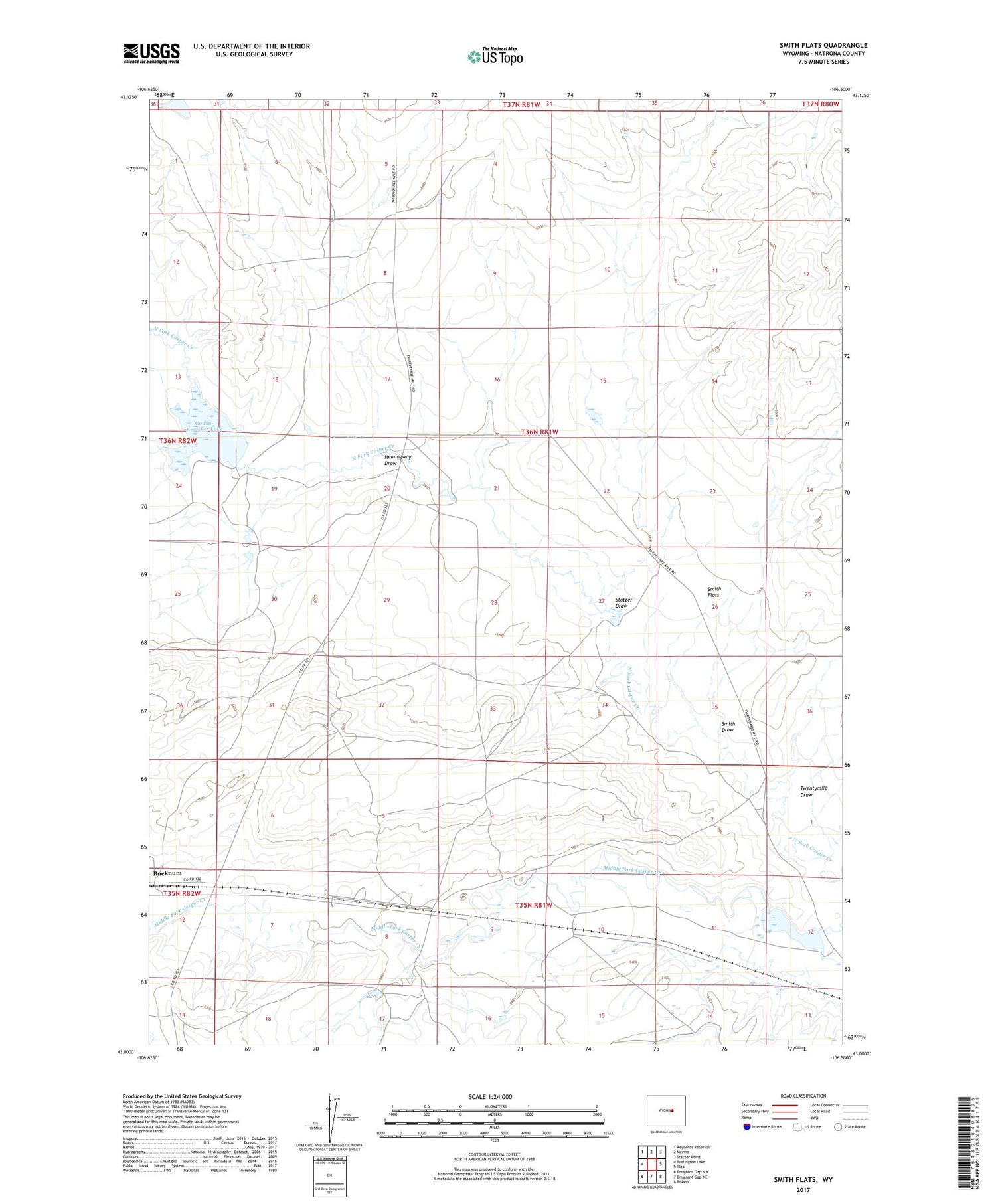 Smith Flats Wyoming US Topo Map Image