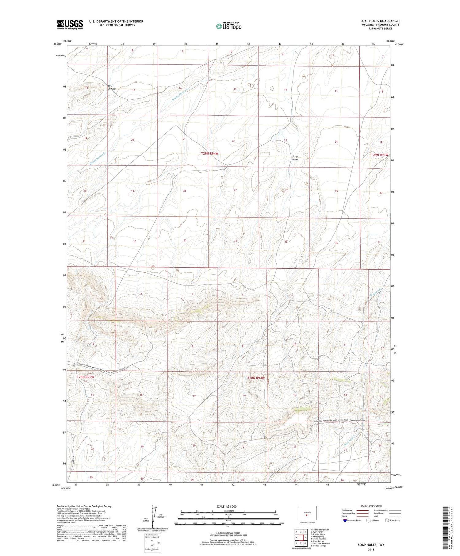 Soap Holes Wyoming US Topo Map Image