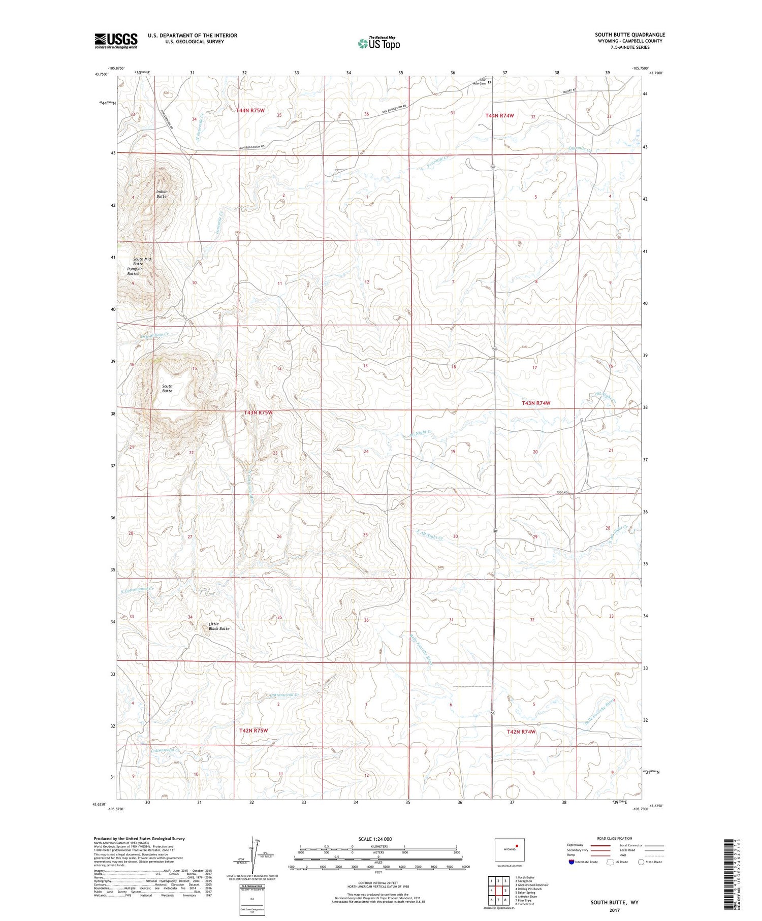 South Butte Wyoming US Topo Map Image