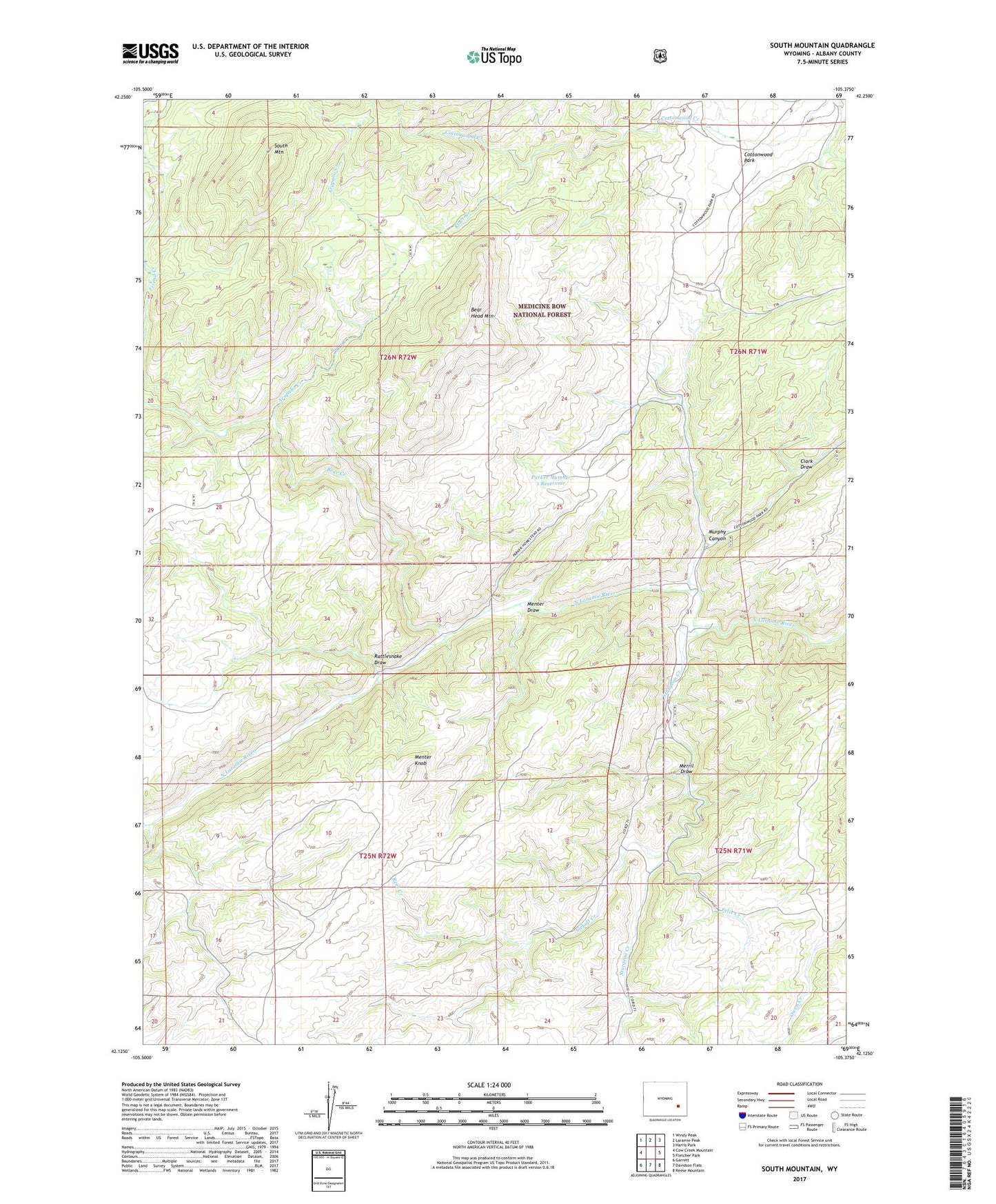 South Mountain Wyoming US Topo Map Image