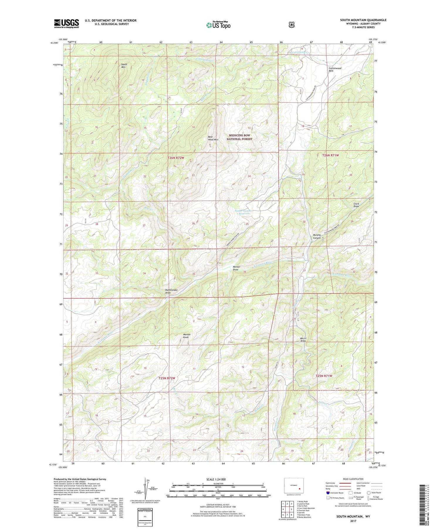 South Mountain Wyoming US Topo Map Image