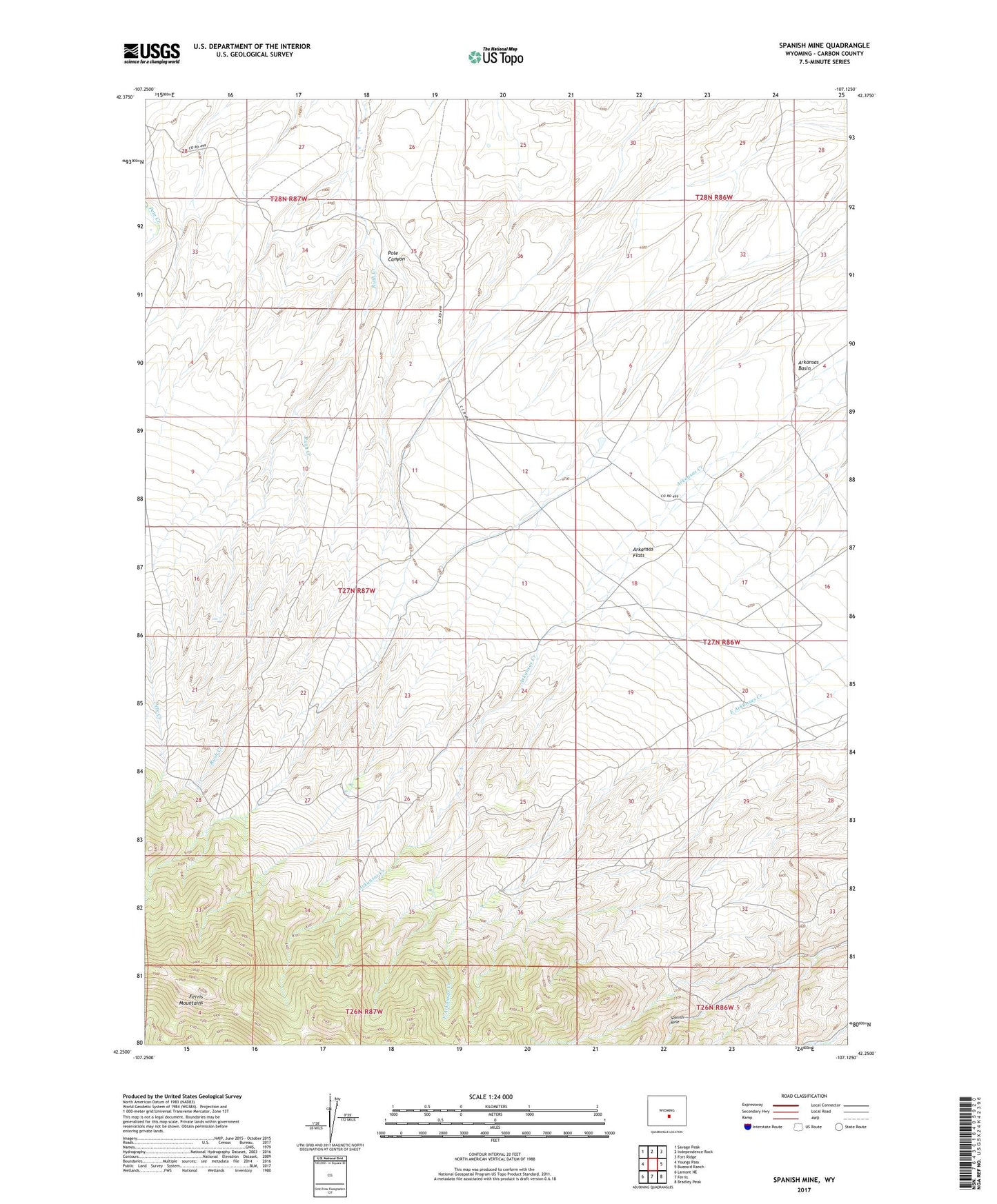 Spanish Mine Wyoming US Topo Map Image
