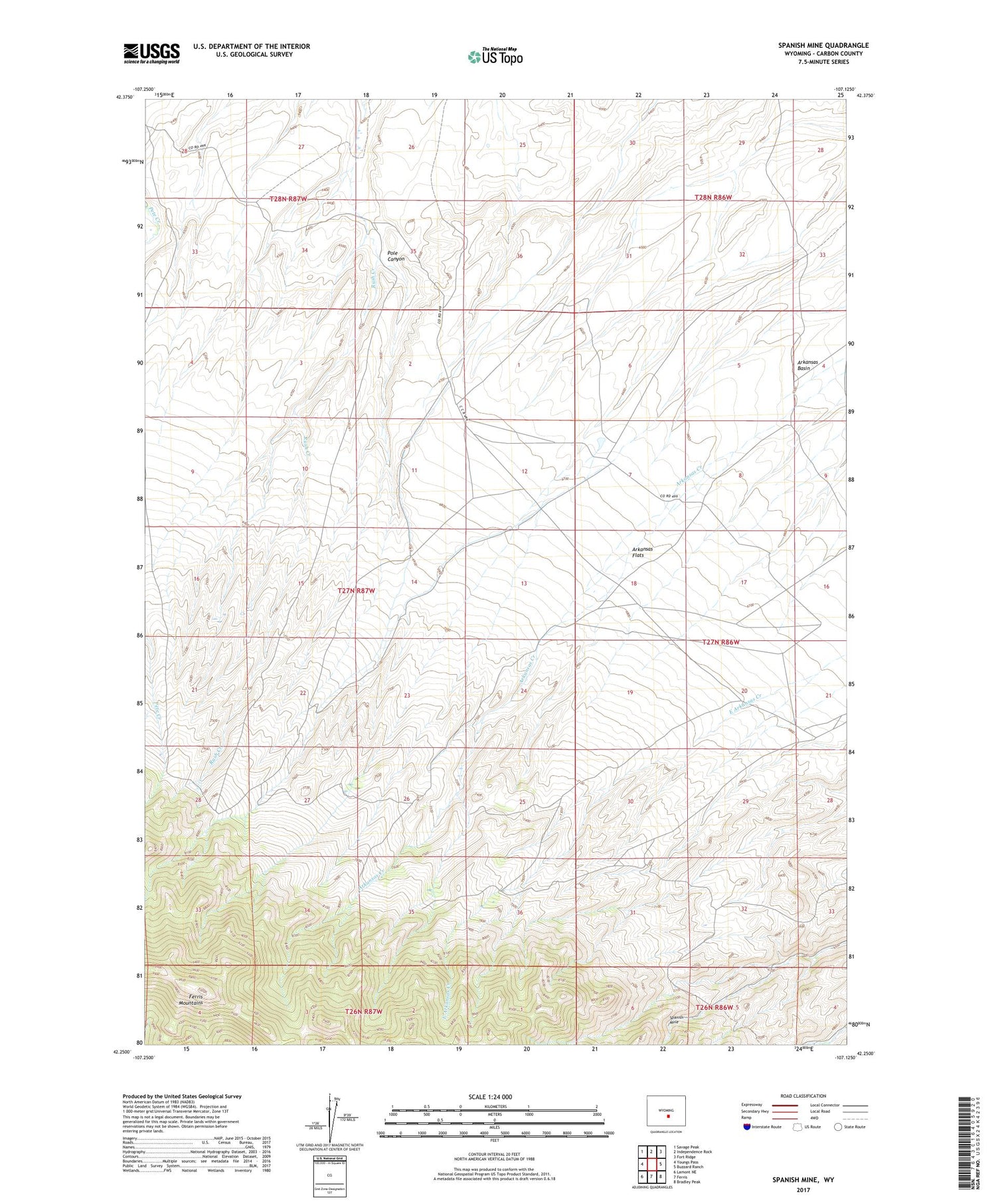 Spanish Mine Wyoming US Topo Map Image