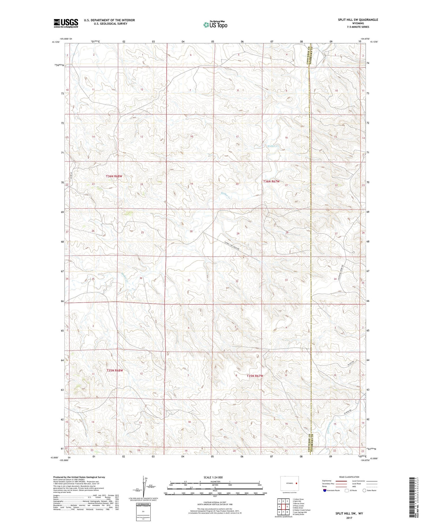Split Hill SW Wyoming US Topo Map Image