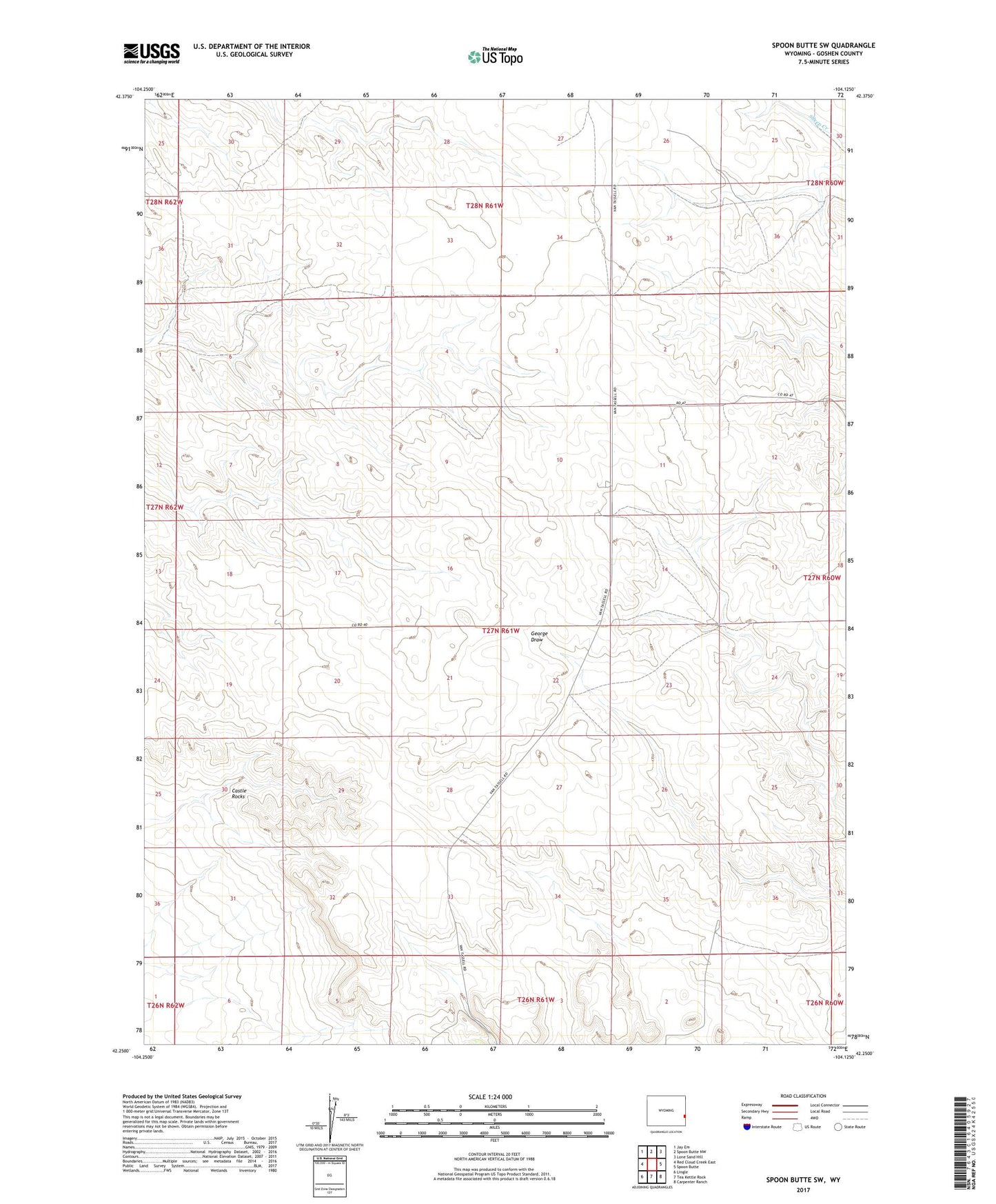 Spoon Butte SW Wyoming US Topo Map Image
