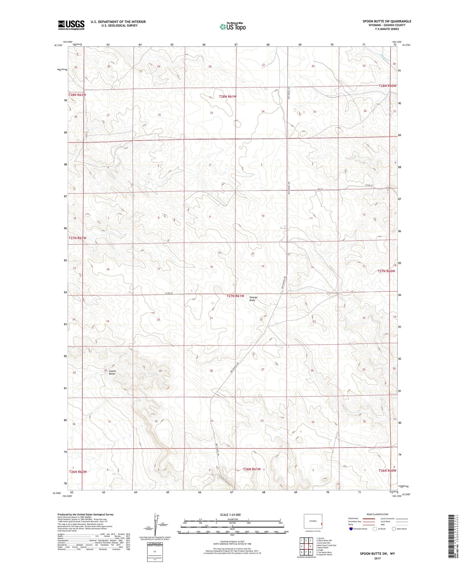 Spoon Butte SW Wyoming US Topo Map Image
