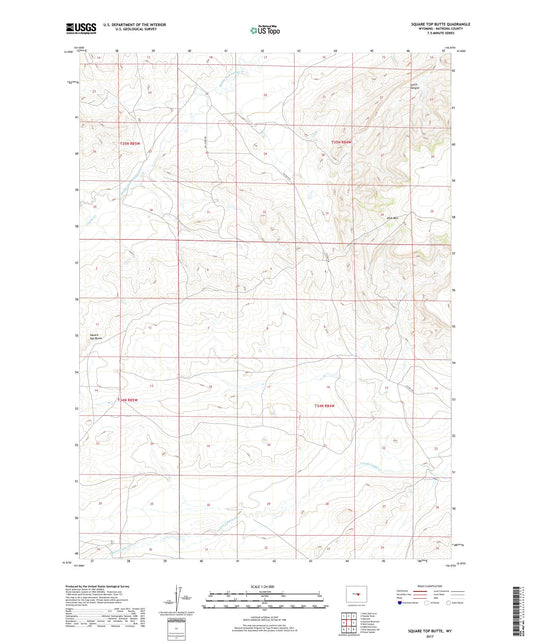 Square Top Butte Wyoming US Topo Map Image