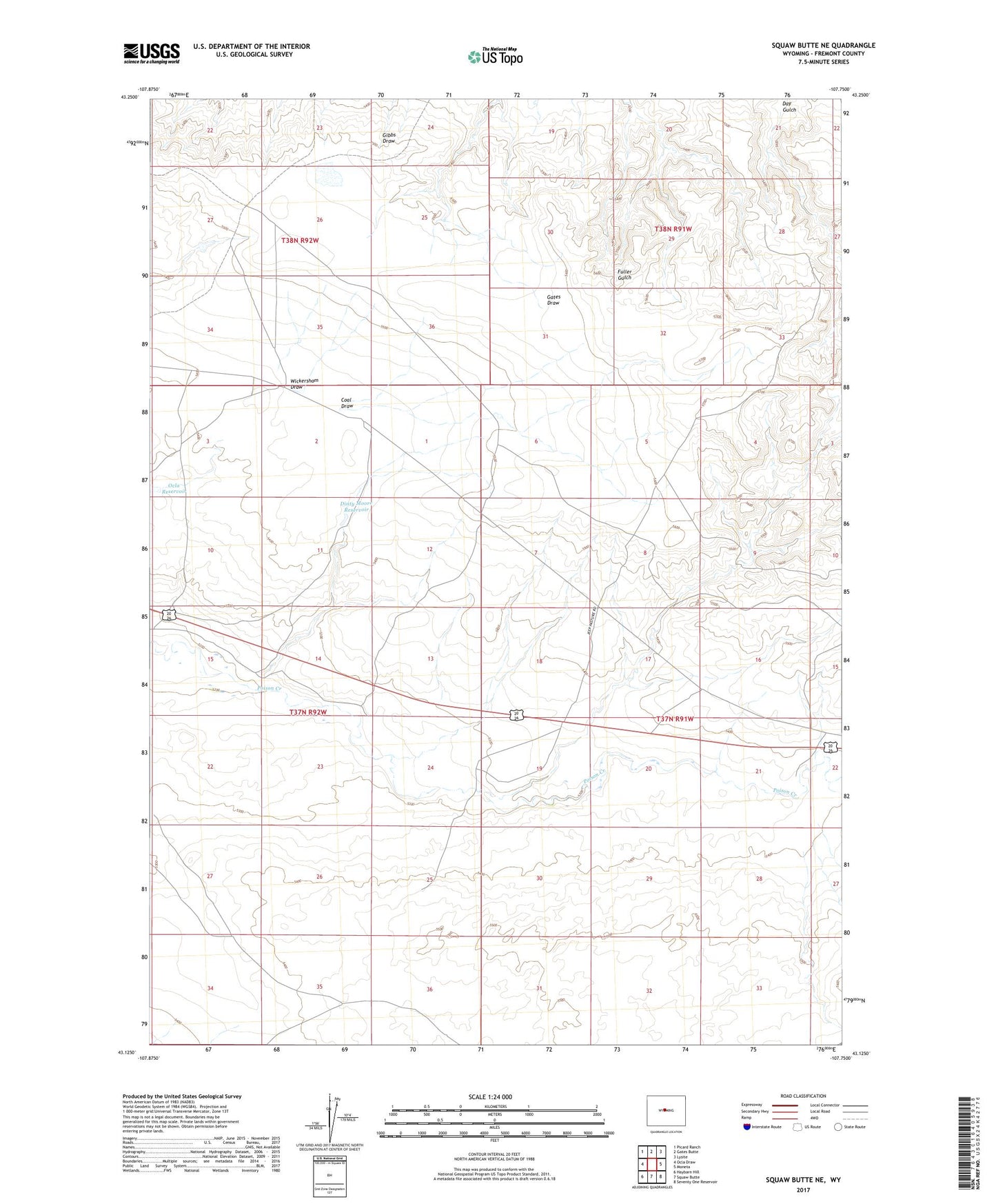 Squaw Butte NE Wyoming US Topo Map Image