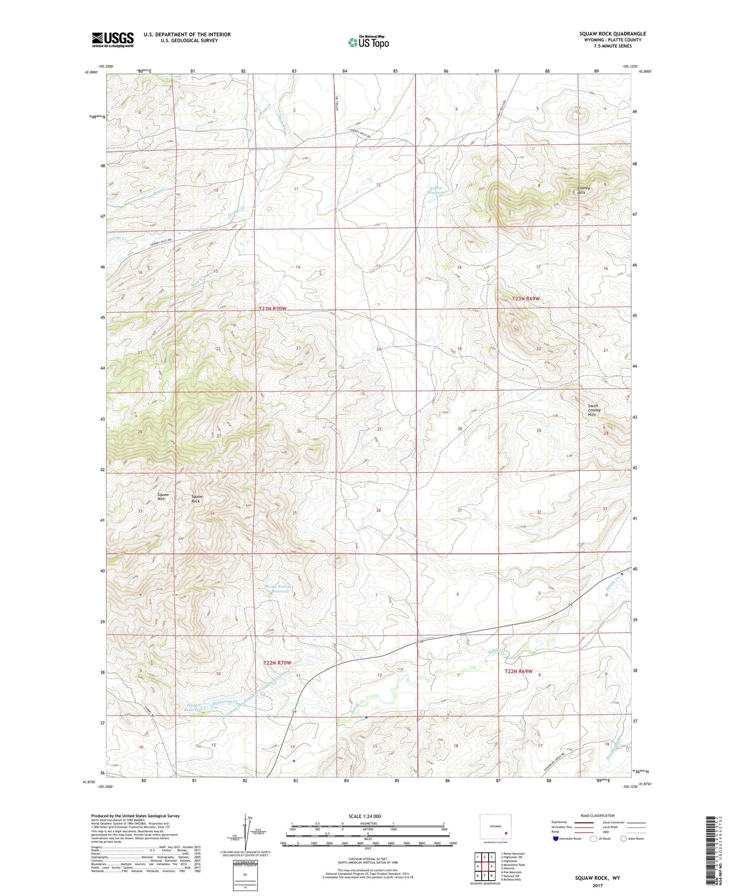 Squaw Rock Wyoming US Topo Map Image