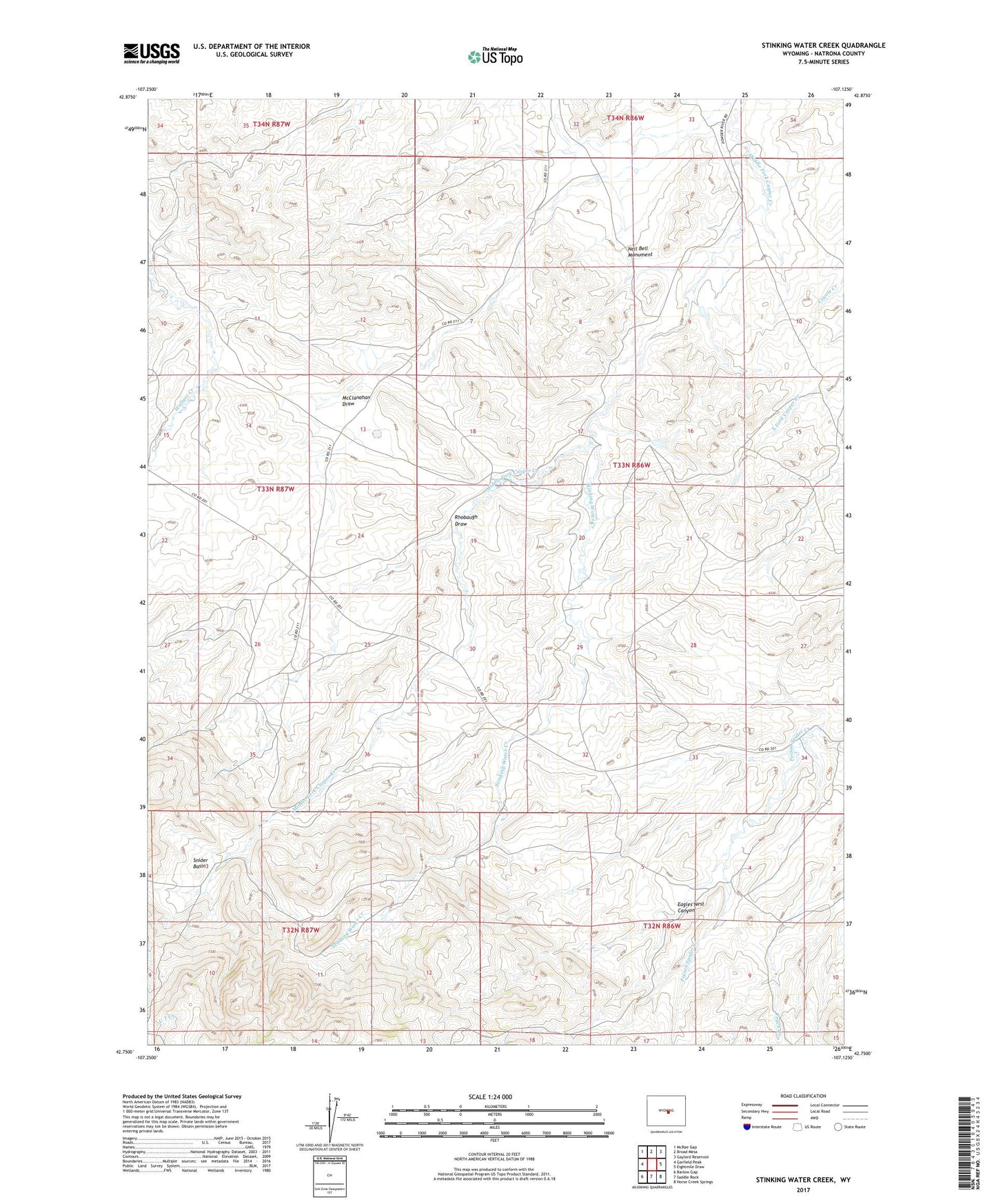 Stinking Water Creek Wyoming US Topo Map Image