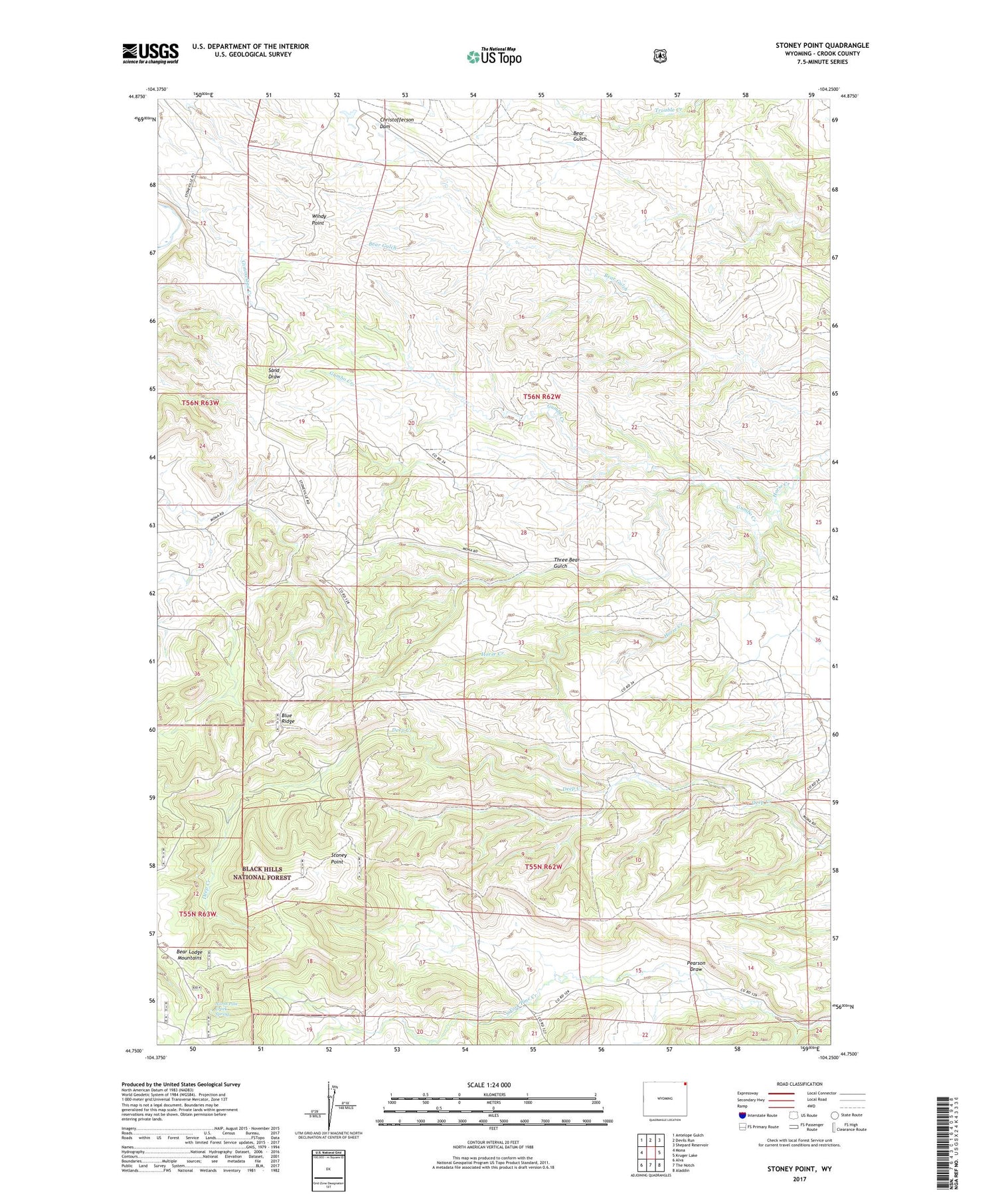 Stoney Point Wyoming US Topo Map Image