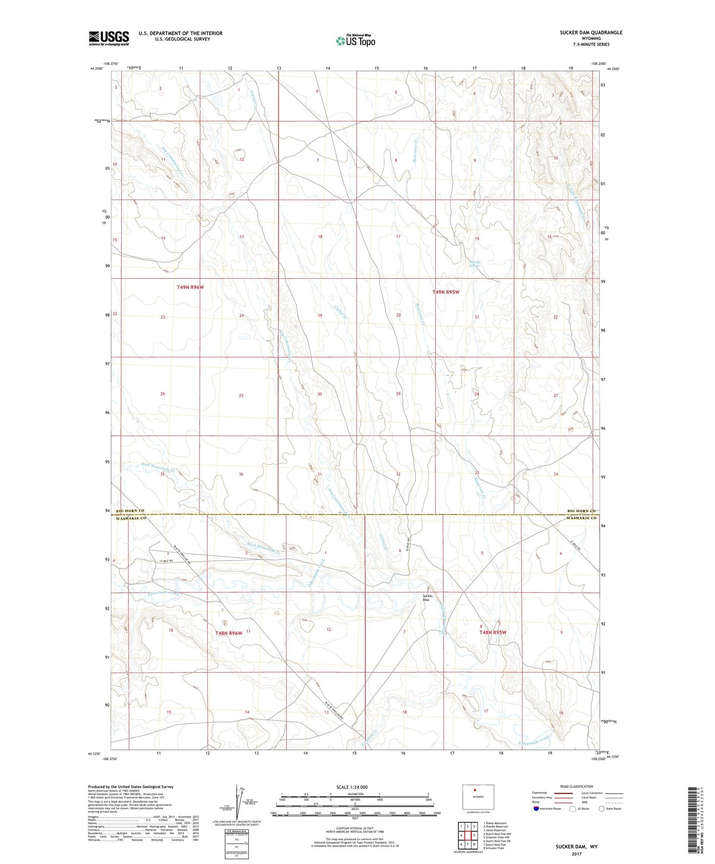 Sucker Dam Wyoming US Topo Map Image