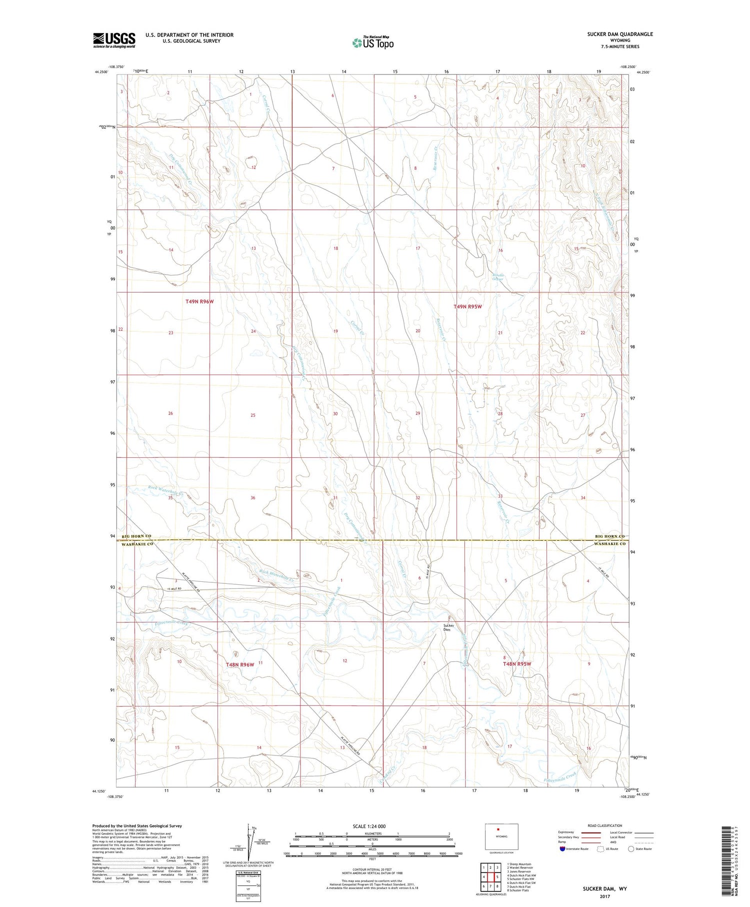 Sucker Dam Wyoming US Topo Map Image