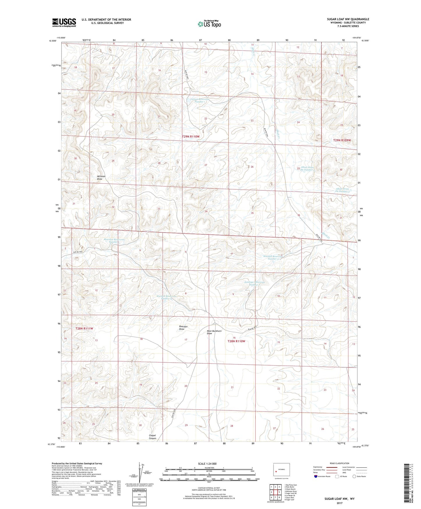 Sugar Loaf NW Wyoming US Topo Map Image