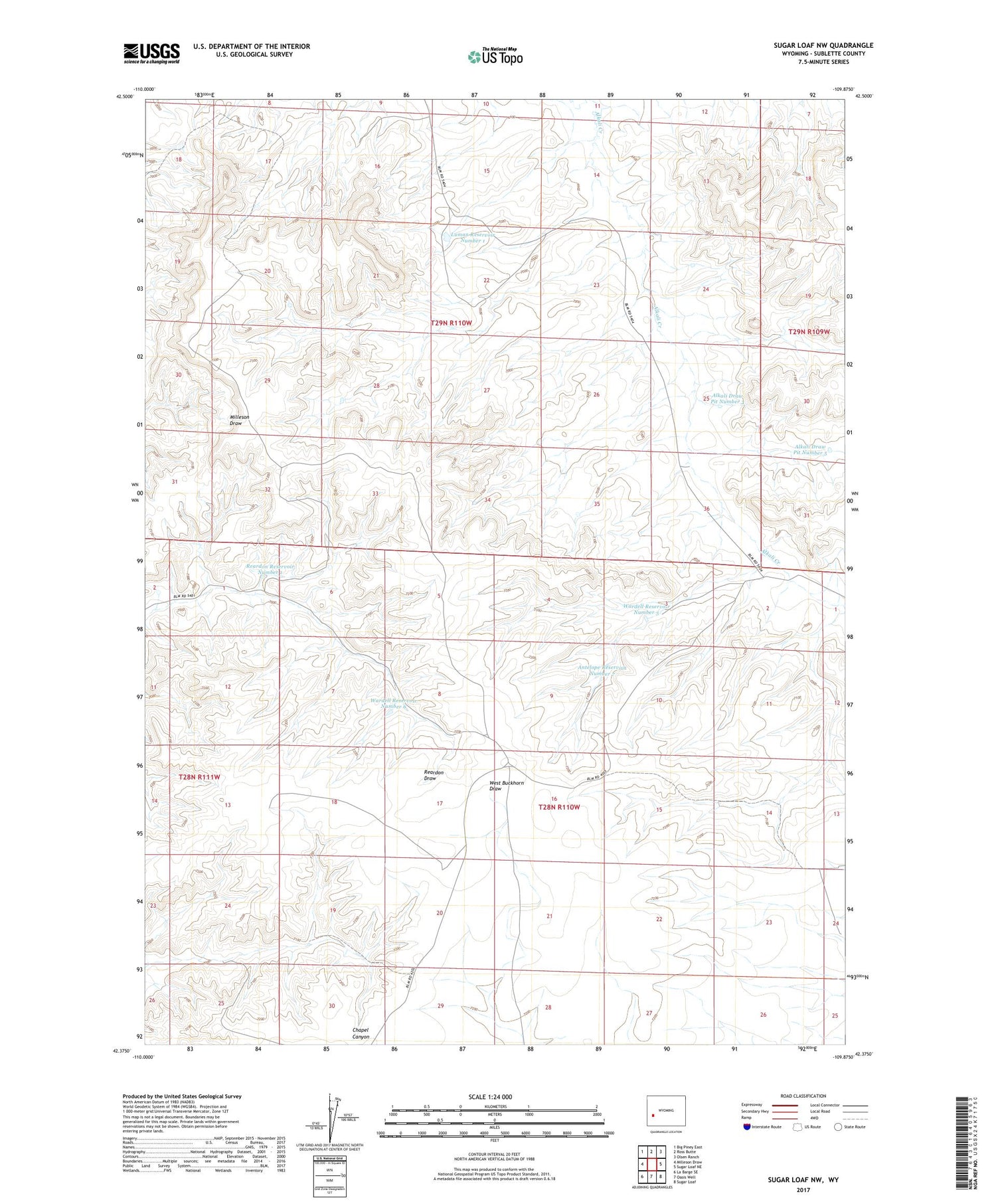 Sugar Loaf NW Wyoming US Topo Map Image